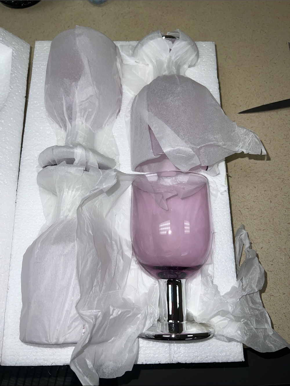 Anthropologie Pink Glass Goblet Set